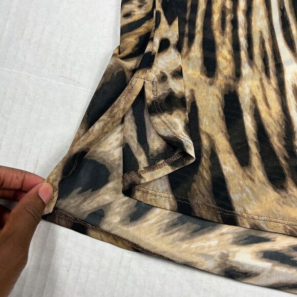 Chicos Travelers V-Neck Tunic Blouse Animal Print 3/4 Sleeve Lightweight 2 LARGE - Picture 3 of 13